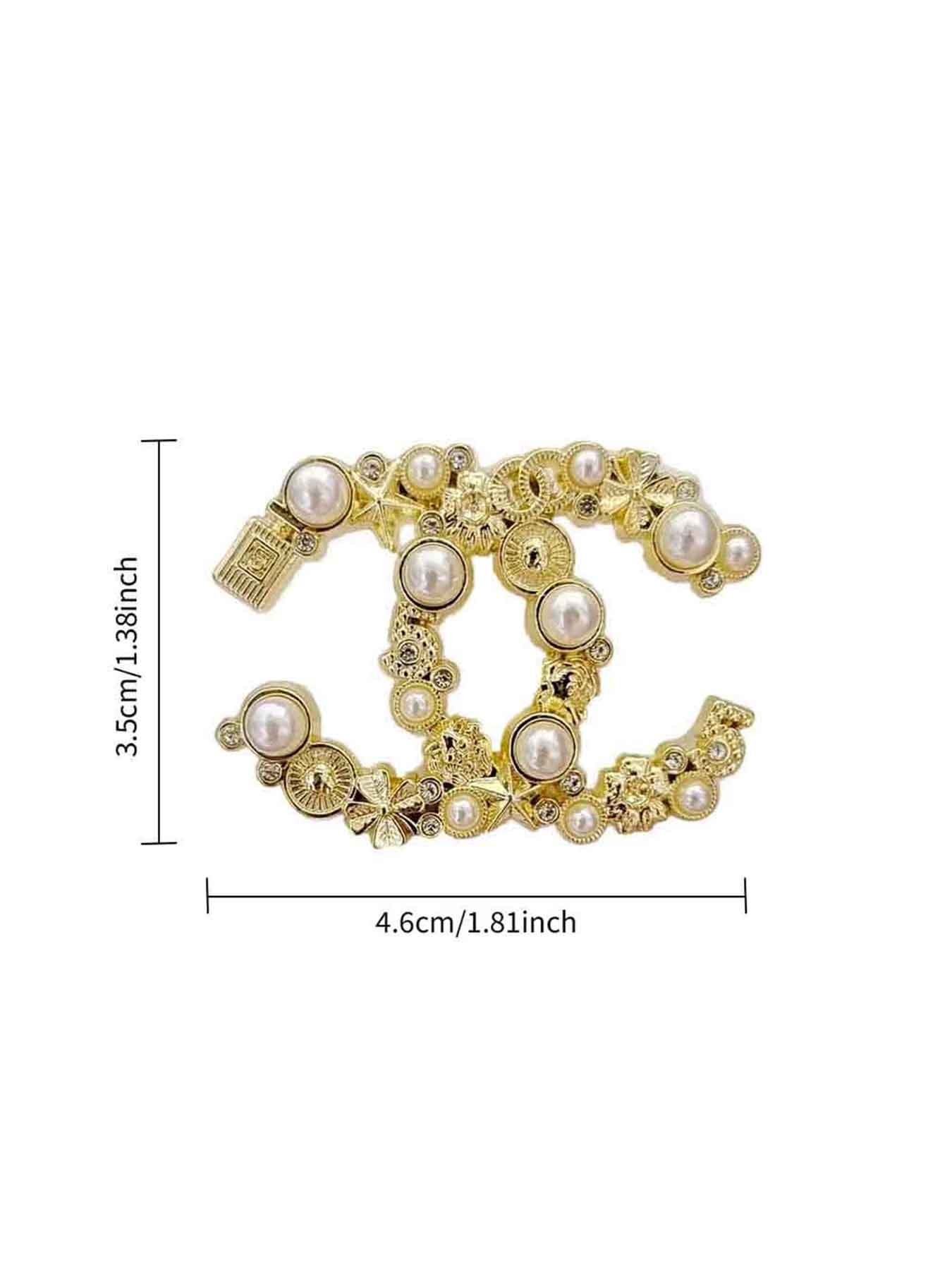 Elegant CC Brooch with Crystals, Stylish Jewelry for Fashion, Perfect Gift for Her, Versatile Accessory for All Seasons