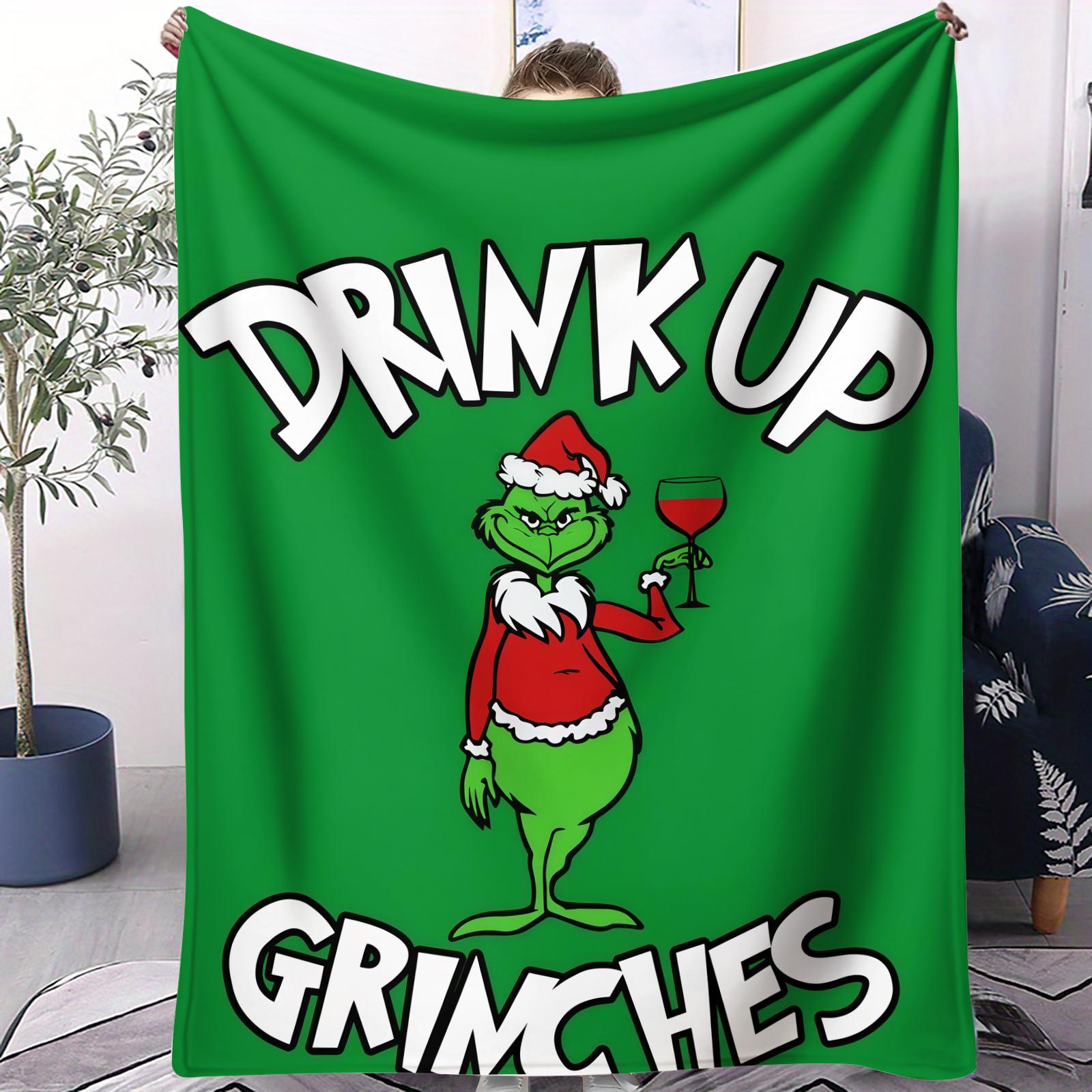 Christmas Grinch and Max pattern digital printed blanket, suitable for nap time blankets, is the perfect holiday gift for children, a single-sided printed blanket