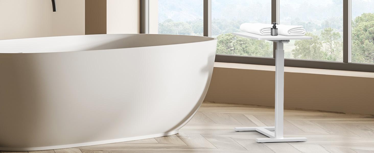 Rolling Overbed Table,Adjustable Bedside Desk with Wheels,Mobile Laptop Table for Working Studying Eating at Home or Bedside