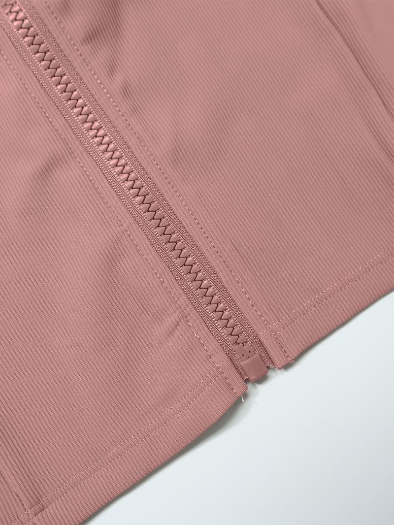 Women's Sporty Zipper Jacket, Long Sleeve Running Gym Yoga Top, High Neck Thumb Loop Cuffs, Quick Dry Polyester Spandex Fabric, Athletic Jackets