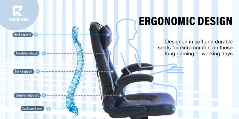 RIMIKING Shelby Series Ergonomic Gaming Chair, Adjustable Recliner, Lumbar Support, Heavy-Duty Office Chair,275 lbs Weight Capacity,3896 RIMIKING Shelby Series Ergonomic Gaming Chair, Adjustable Recliner, Lumbar Support, Heavy-Duty Office Chair,275 lbs Weight Capacity,3896