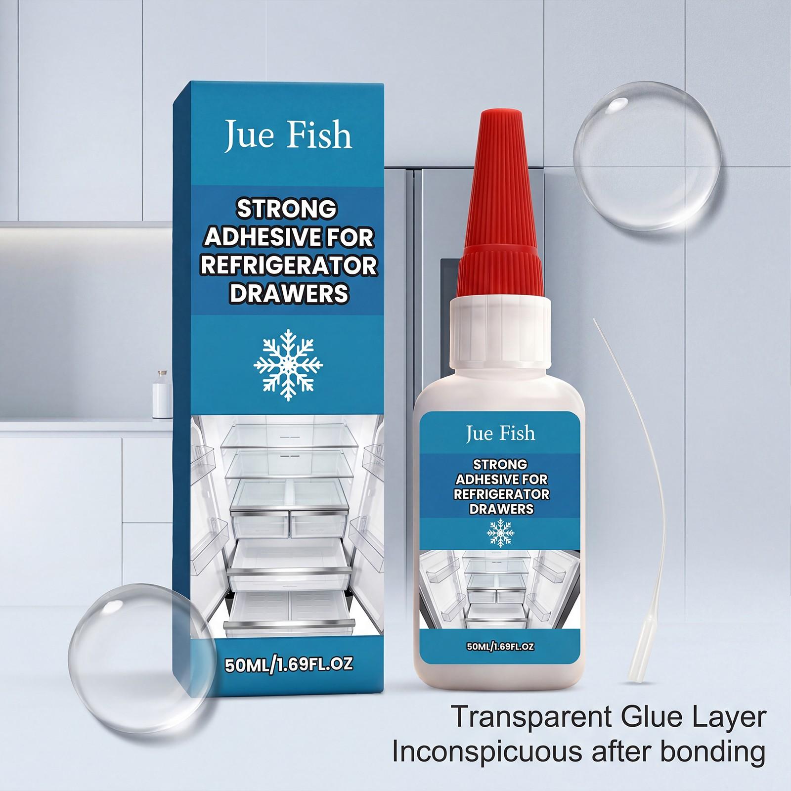 2-Pack Refrigerator Drawer Adhesive (50ML*2), Easy-To-Use, No Nails Needed, Durable Cold Temperatures, Adhesive for Refrigerator Parts