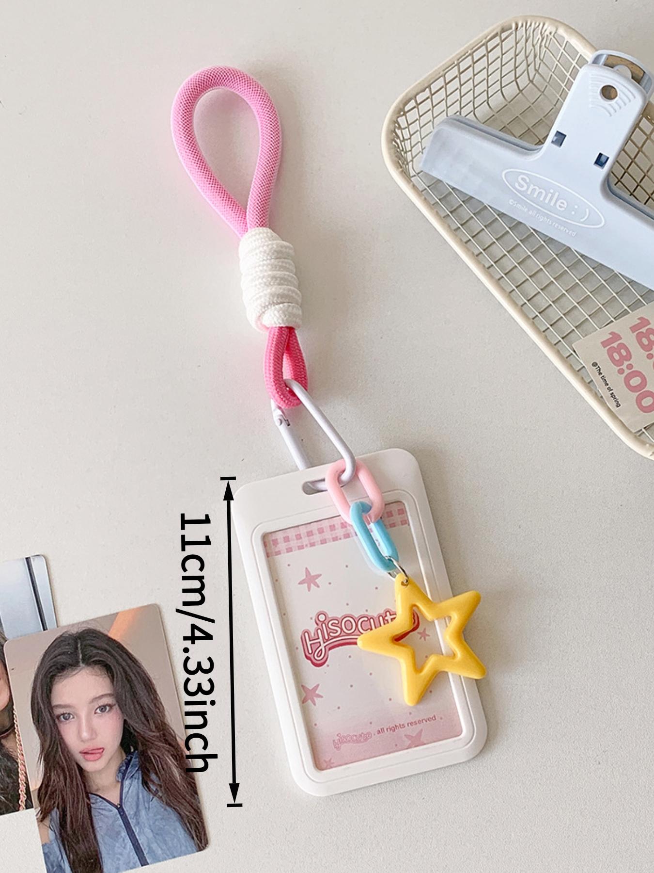 Candy-colored sliding 3-inch card holder with student lanyard, bus card and subway card wallet, student fan display small card holder