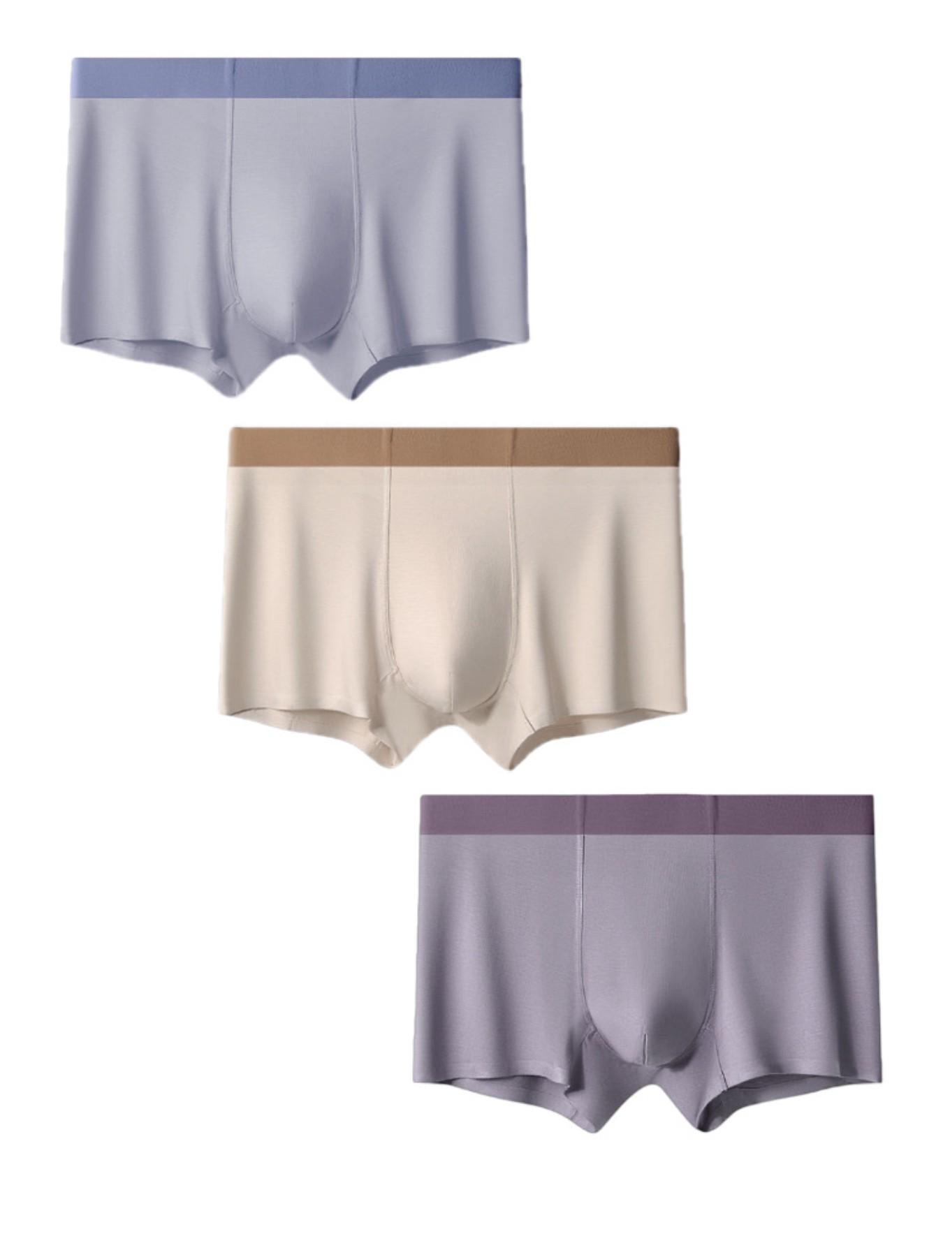 Men's Modal Underwear Minimalist Seamless Solid Thin Japanese Basic Silky Style Business Luxury Casual High Stretch No Chafing Breathable Antibacterial Quick-Drying Skin-Friendly No Ride-Up No Stuffiness for Big Guys Office Workers Gym 3/5/7 Packs