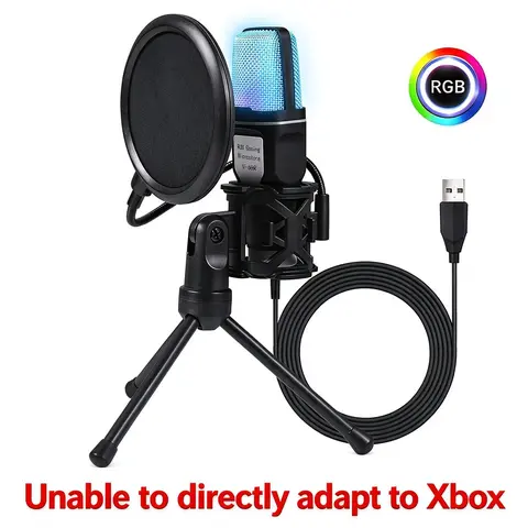 Condenser Professional Microphone Mic For PC Laptop Computer Gaming USB Wired Streaming Podcast Studio Mike Kit Gamer Accessory Live Streaming Equipment Condenser Recording Mic Live Streaming Mic