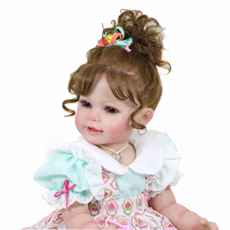 “Happy Birthday Girl” – 22” Realistic Reborn Toddler Doll with Rooted Hair, Soft Full Vinyl Body, 3D Painted Face Veins, Festive Cupcake Party Dress, Accessories – Ages 3+
