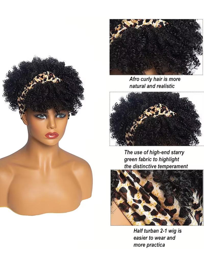 6 Inch Short Kinky Coily Headband Wigs for Women, Gorgeous Fluffy Wigs with Headband, Natural Fluffy Synthetic Wigs for Party, Daily Use, Synthetic Curly Wigs