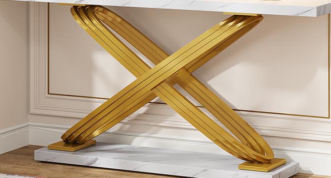 LITTLE TREE 55 Inch Modern Console Table, Faux Marble Gold Entryway Table Behind Sofa Couch, Narrow Rectangular Sofa Table for Living Room, Bedroom, Front Hall, Hallway LITTLE TREE 55 Inch Modern Console Table, Faux Marble Gold Entryway Table Behind Sofa Couch, Narrow Rectangular Sofa Table for Living Room, Bedroom, Front Hall, Hallway