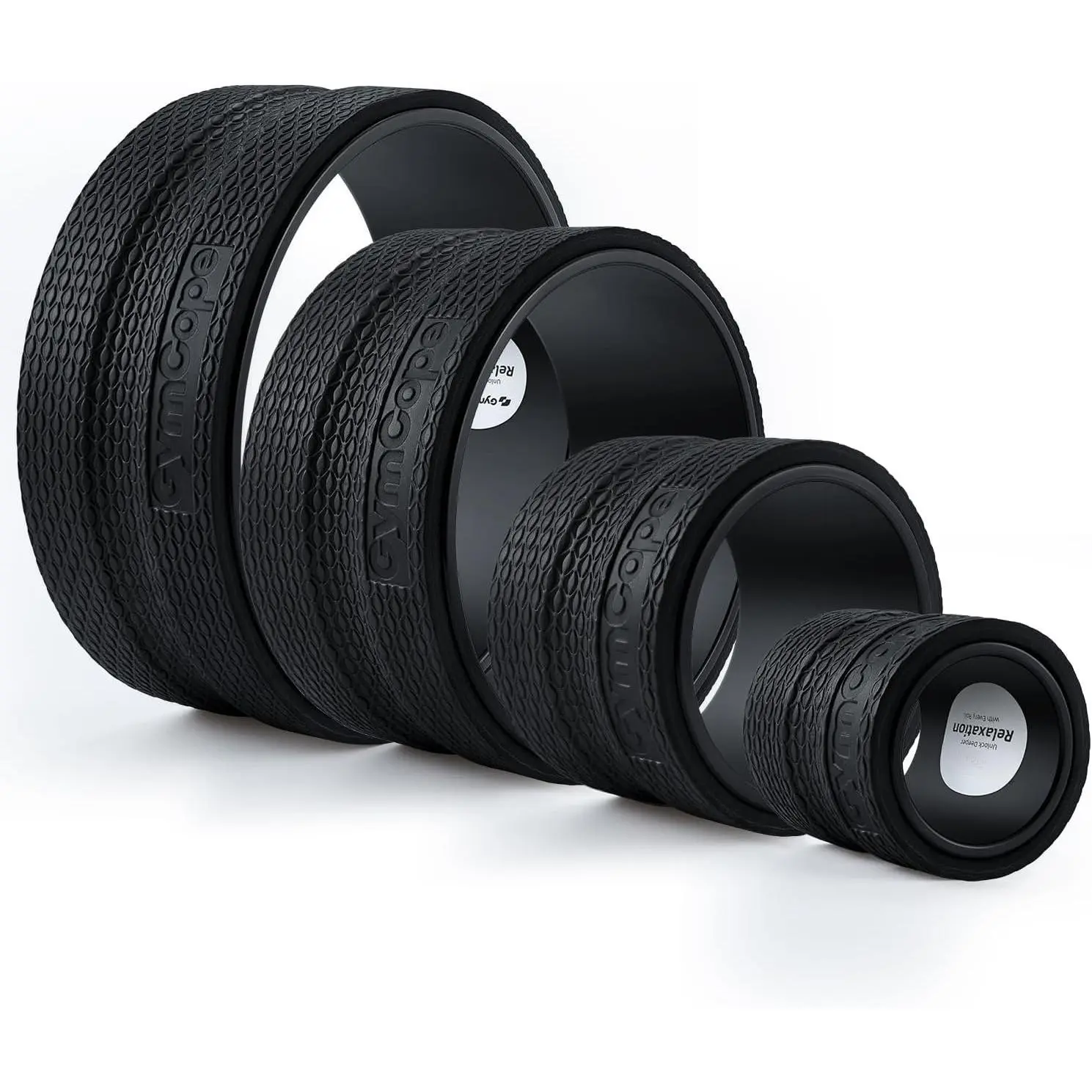 Roller Wheel, -Safe  for Deep Stretch, 530 lbs | 1/2in -resistant  over ABS core, 4 sizes 4 to 12in plus 4-pack with 13in, yoga pilates  gym , pvc free