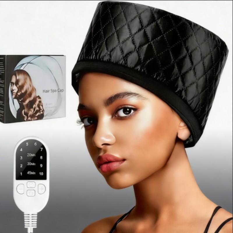 Adjustable Heated Hair Cap for Deep Conditioning, 3-Temp Electric Thermal Steamer Hat, Hot Oil Treatment for Dry Hair, Frizz Control & Moisturizing