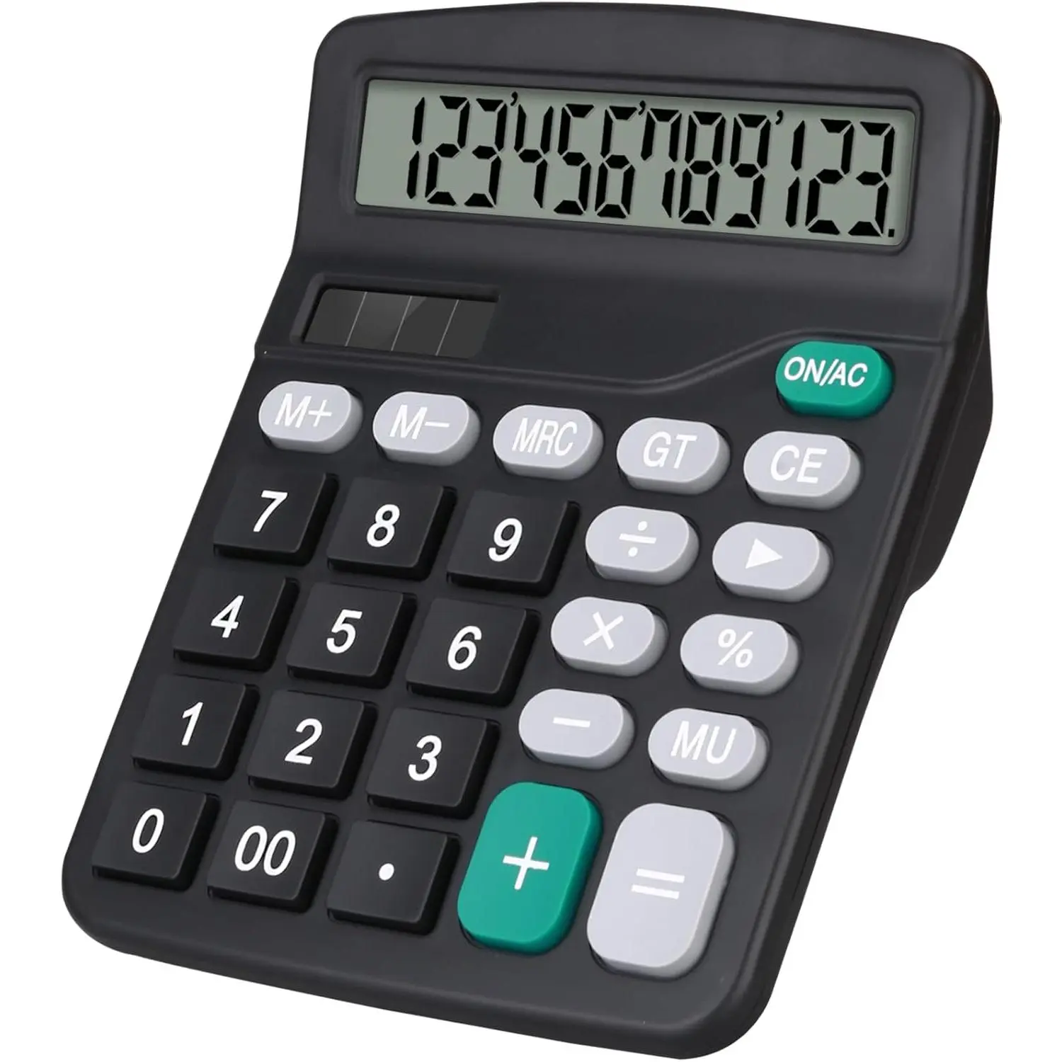 Desktop Calculator, Black Calculator Big Buttons, 12-Digits | Large LCD Display, Solar and    Power, Desk Calculators for Office  School Business Class (Black)