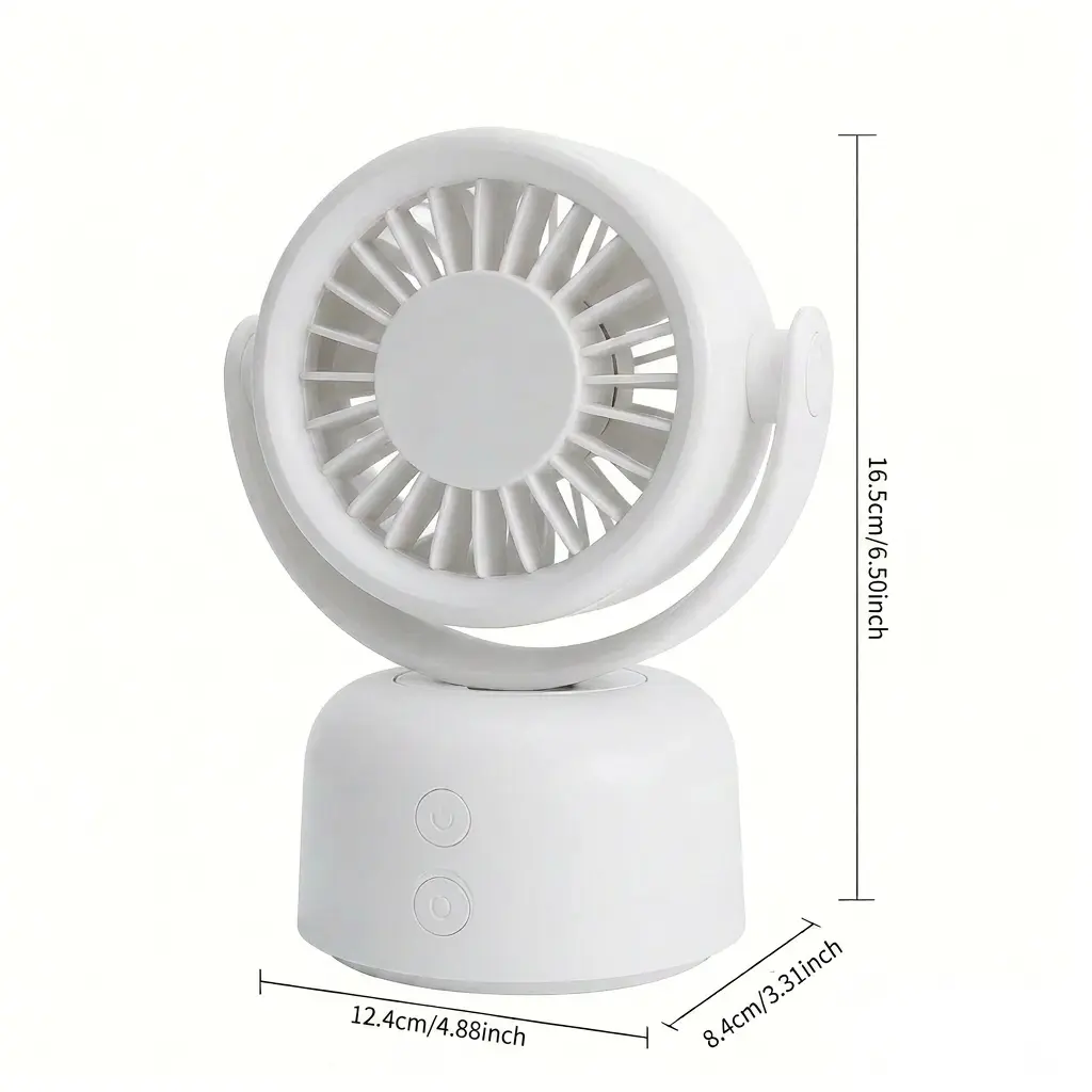 Rechargeable Desktop Oscillating Fan, 3 Speed Settings, 90° Auto Swing, 120° Manual Adjust, Quiet Portable Fan for Home Office Bedroom