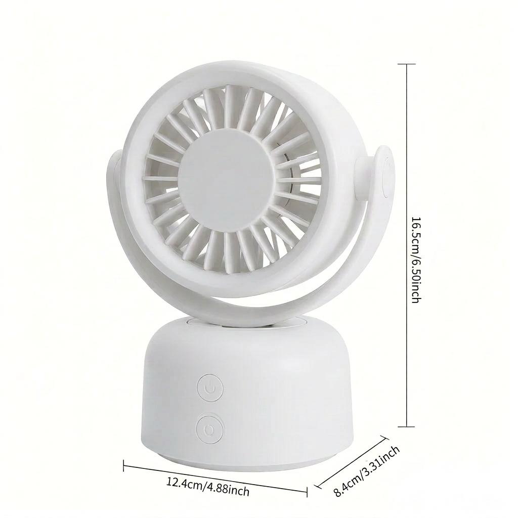 Rechargeable Desktop Oscillating Fan, 3 Speed Settings, 90° Auto Swing, 120° Manual Adjust, Quiet Portable Fan for Home Office Bedroom