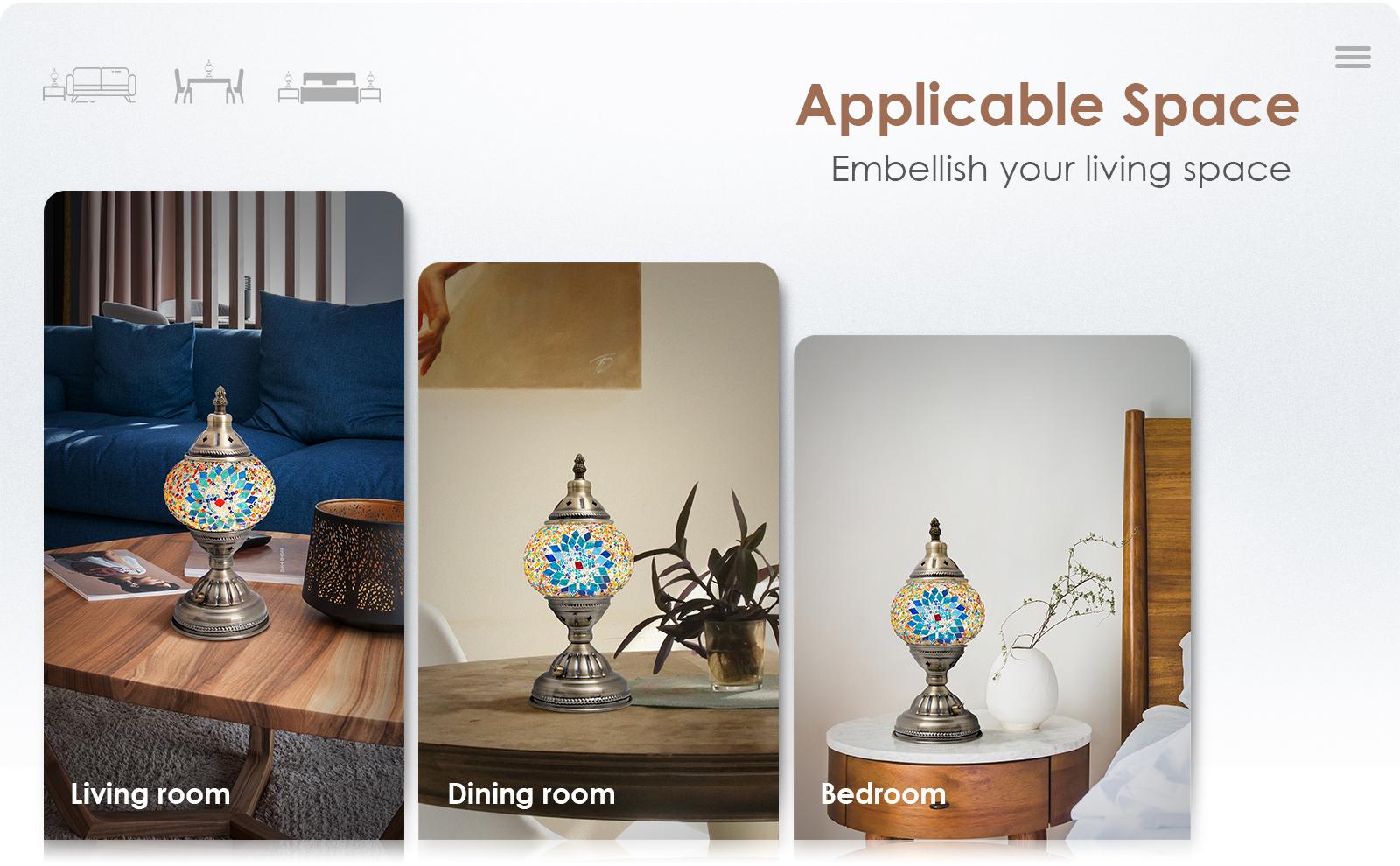 Yarra-Decor Handmade Turkish Moroccan Lamp - Tiffany Mosaic Glass with Bronze Base, Portable Bedside Lamp, Rechargeable Battery 2000mAh (LED Bulb Included) Lighting Christmas gifts Valentine's Day gifts