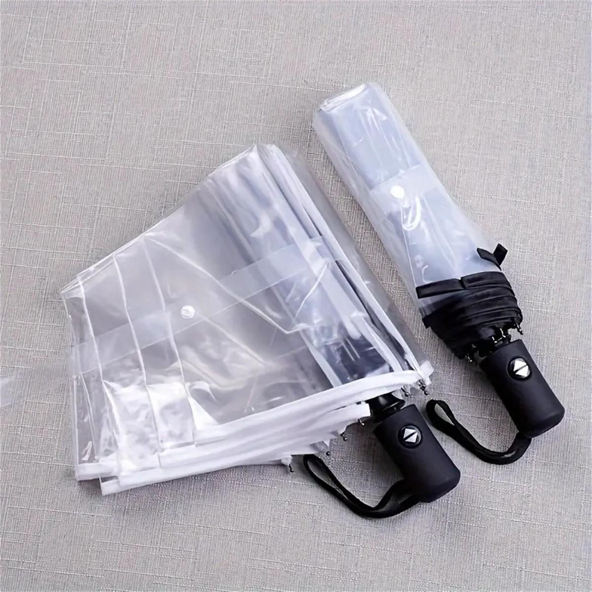 Automatic Transparent Umbrella, Durable Compact Design, Portable Lightweight Travel Accessory, Ideal for Daily Use, Foldable Automatic Umbrella, Rainproof Umbrella