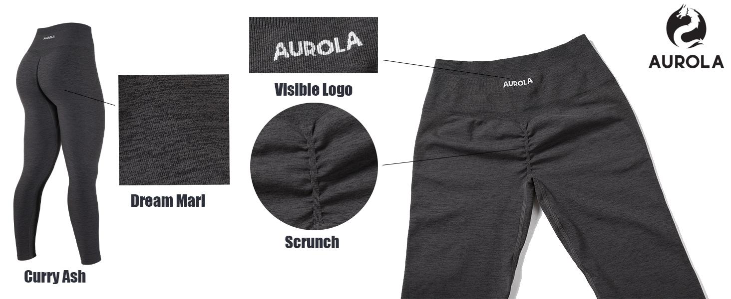 AUROLA Dream Marl Workout Leggings for Women Seamless Scrunch Tights Tummy Control Gym Fitness Girl Sport Active Yoga Pants