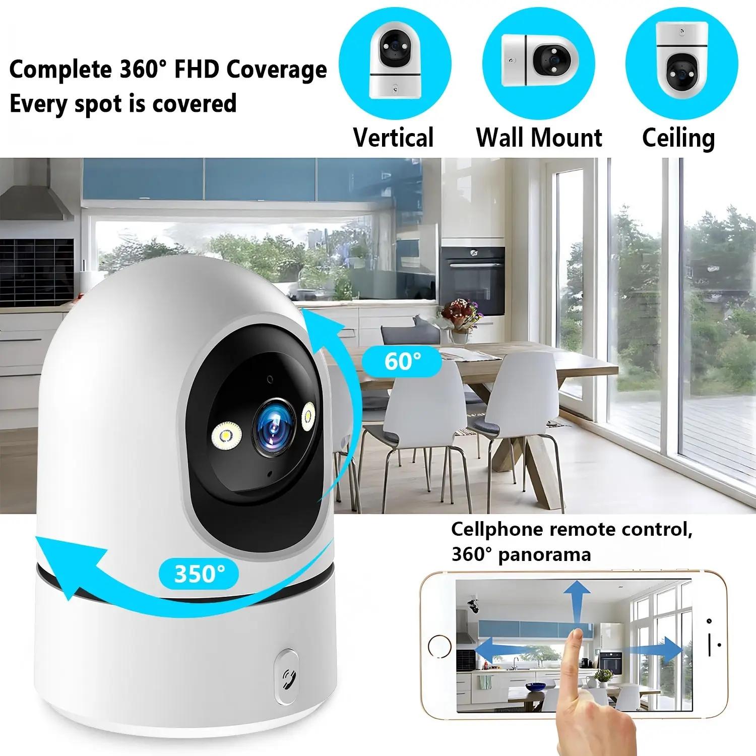 Smart WiFi Indoor Security Camera, 1080P HD Night Vision, Motion Tracking, Two-Way Audio, Sound Alerts, Ideal for Home Safety Monitoring