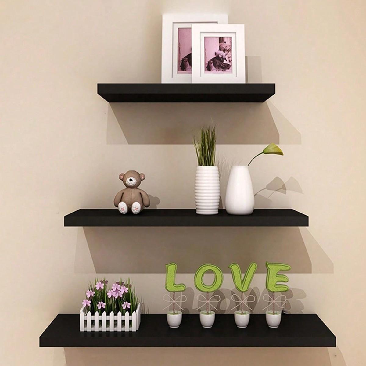 Three-Piece Wall-Mounted Floating Shelf Set, 30cm 40cm 50cm, Book Holder, Home Decor Storage Rack, Modern Design Organizer