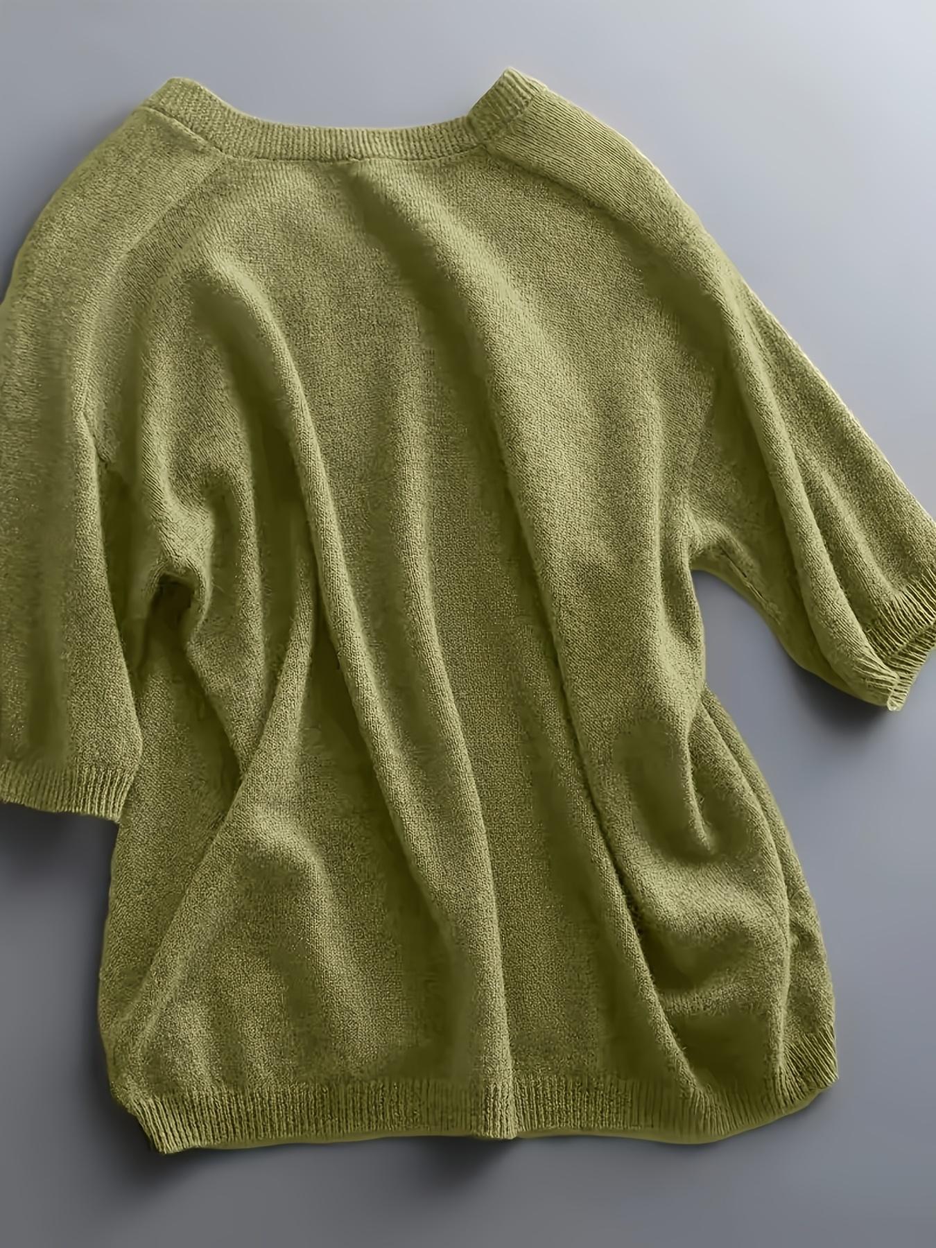 New Knitted Short Sleeve T-Shirt for Women, Thin Loose V-Neck Slimming High-Quality Breathable Top, Stylish Casual Wear