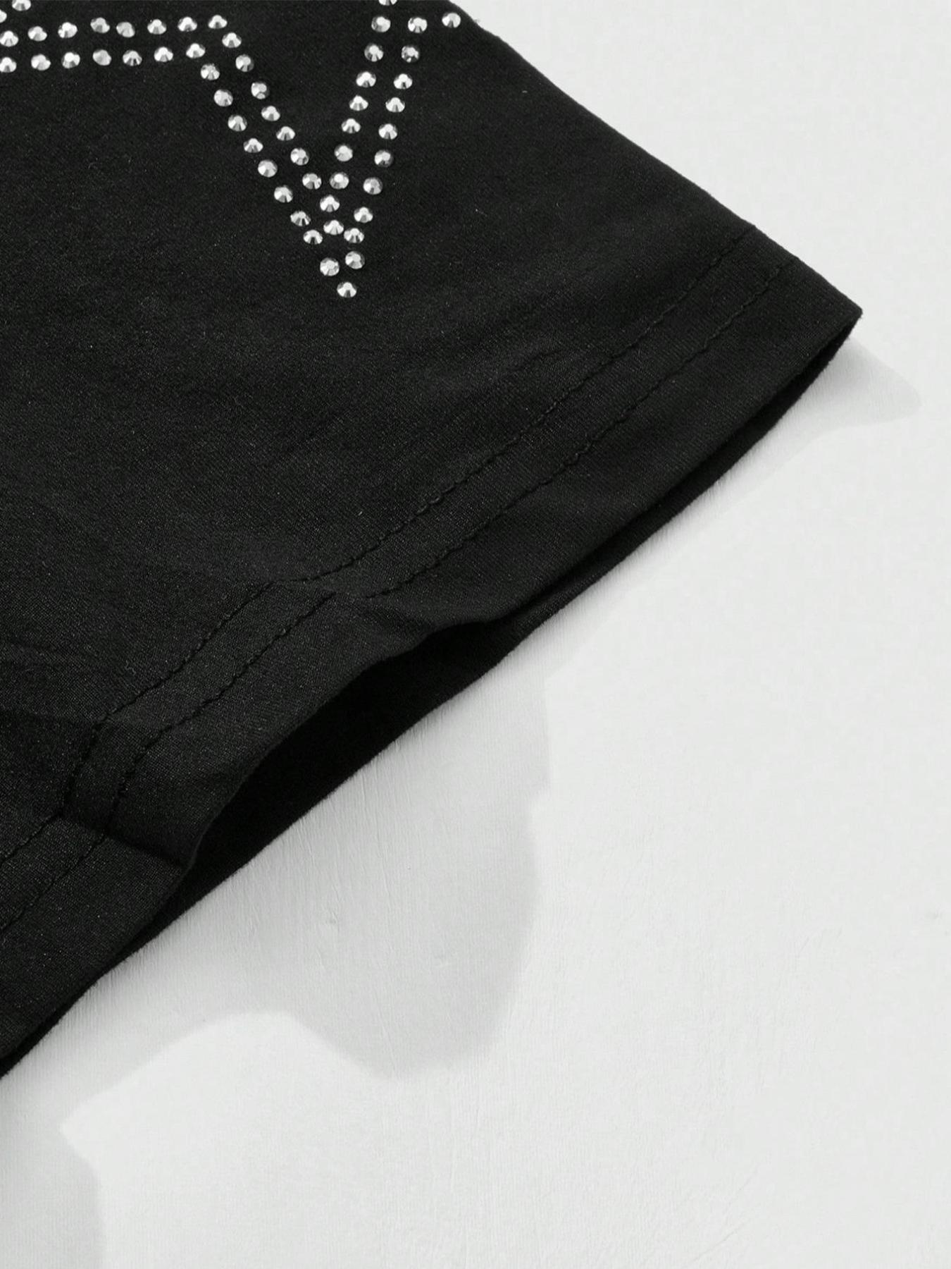 High-Quality Men's Casual Summer Set, Rhinestone Letter Print Tee & Drawstring Waist Shorts, Perfect for Travel & Daily Wear