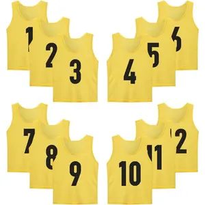 12 Pack(1-12) Numbered Jerseys Soccer Bibs Scrimmage Pinnies Team Training Vest for Adult Youth Kids