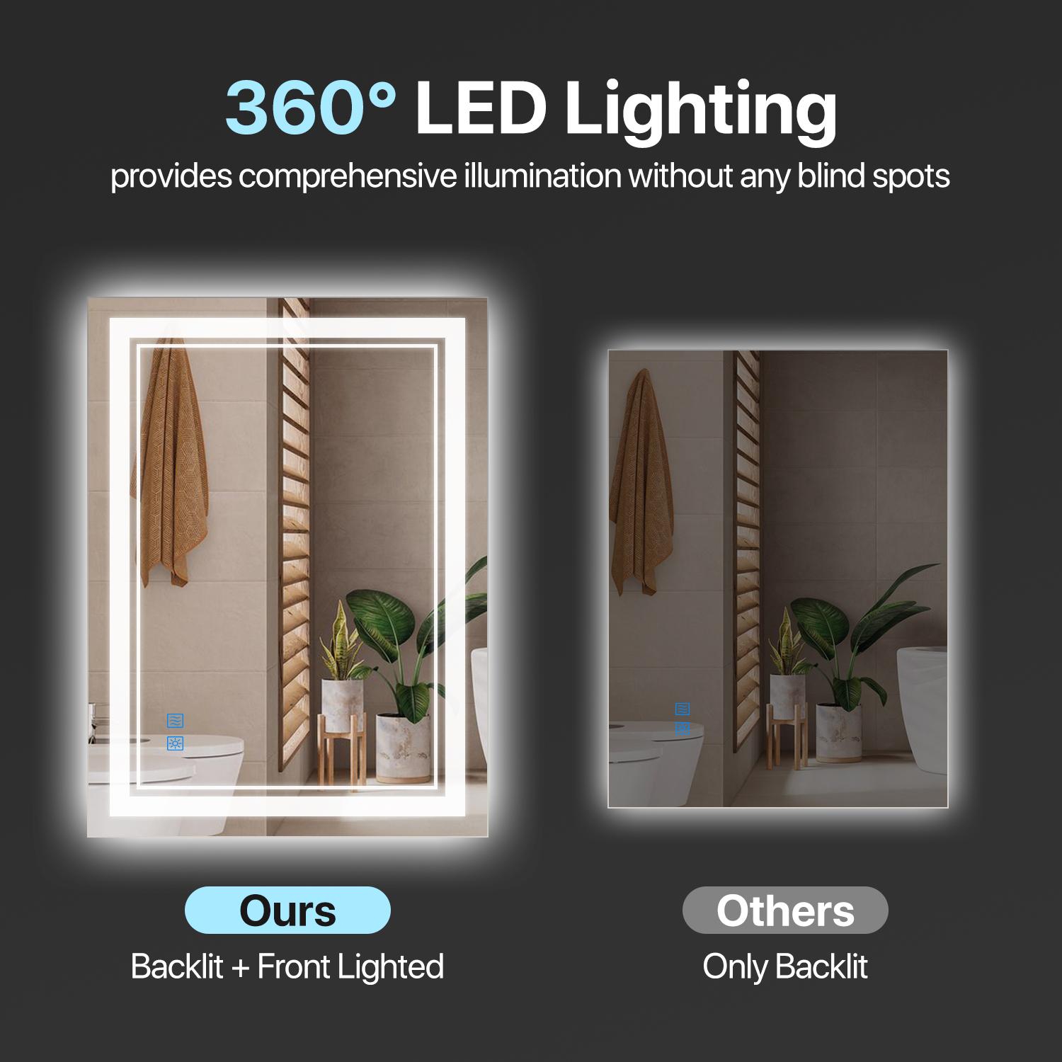 GLITGATE LED Bathroom Mirror Lights, Over Sink Bathroom Mirror with Tempered Glass, Dimmable Bathroom Mirror with Touch Control, 3-Color Options, Wall Mounted, Defogging&Memory Timing Function, Bedrooms, Closets, Hallways,Barber Shop GLITGATE LED Bathroom Mirror Lights, Over Sink Bathroom Mirror with Tempered Glass, Dimmable Bathroom Mirror with Touch Control, 3-Color Options, Wall Mounted, Defogging&Memory Timing Function, Bedrooms, Closets, Hallways,Barber Shop