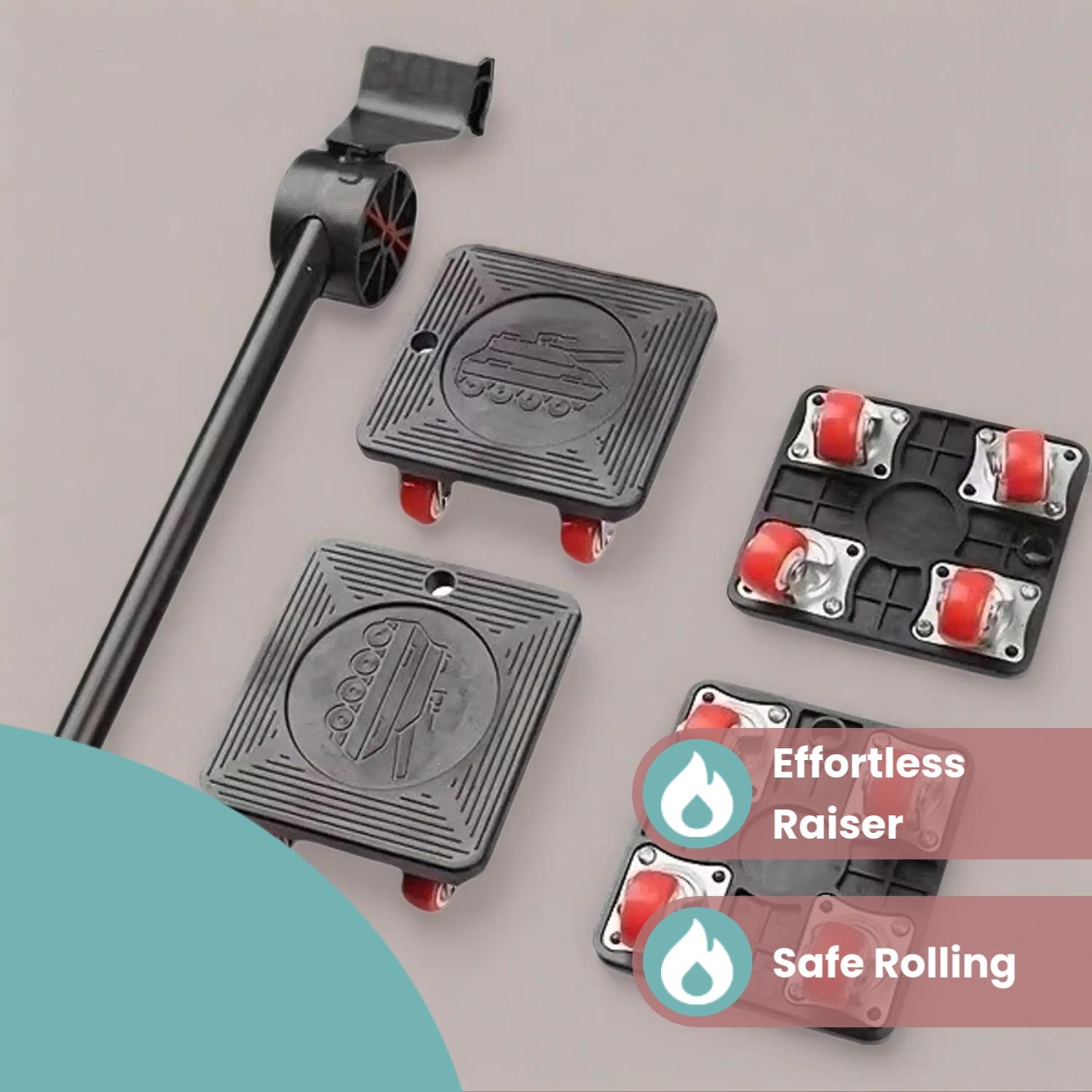 Furniture Moving Tool Set, Effortless Riser Elevator with Safe Wheels, Ideal for Sofa, Refrigerator, Hard Floor