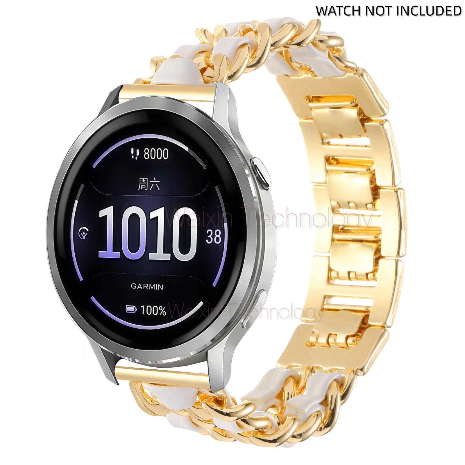 Suitable for Garmin Venu 3 strap 45mm/Venu 4 45mm/Venu2/Vivoactive 4, 22mm quick release steel metal strap replacement strap, suitable for Forerunner 570-47mm/265/255 women's Cuban strap