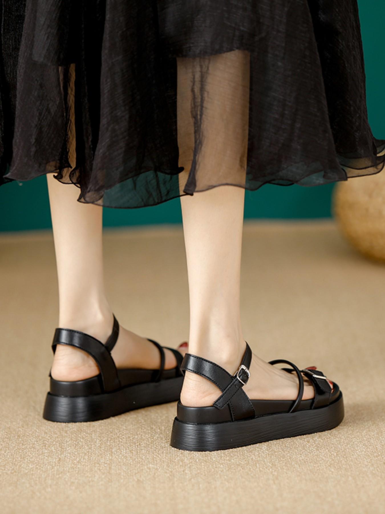 Women's Chunky Heel Sandals, Waterproof Platform High Heels, Fashion Thin Strap Outdoor Shoes, Two-Layer Thick Sole Slippers