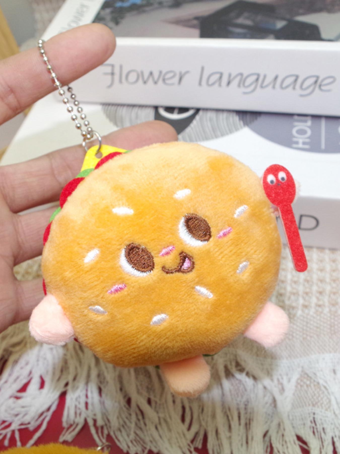 Realistic Burger French Fries Food Keychain Plush Toy, Cute Backpack Hanging Decoration, Student Bag Charm Accessory Realistic Burger French Fries Food Keychain Plush Toy, Cute Backpack Hanging Decoration, Student Bag Charm Accessory