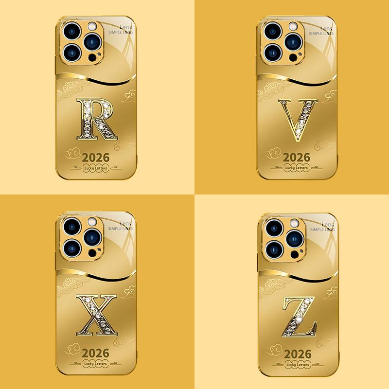 Suitable for [iPhone 14 Pro Max] high-end phone case🤩，choose from 26 letters of the English alphabet, each with an exquisite auspicious cloud pattern to bring you good luck YM99