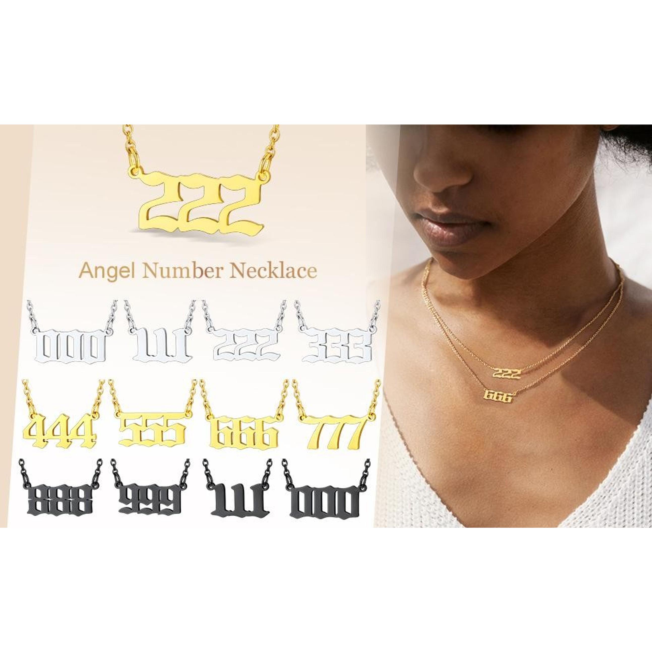 Exquisite Stainless Steel Angel Number Pendant Necklace for Women
