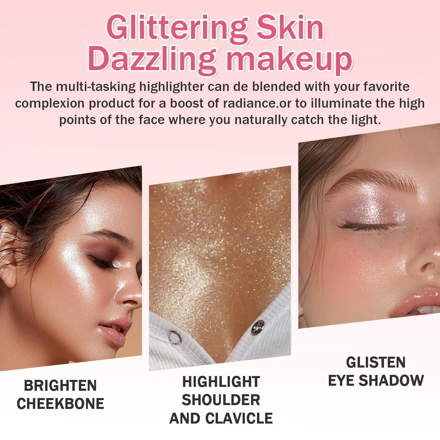 HANDAIYAN Fairy Dust-White Moonlight Highlighter Stick, Sponge-Tip Compact Lightweight Cosmetic, Shimmering Powder Glitter Makeup for Face & Hair