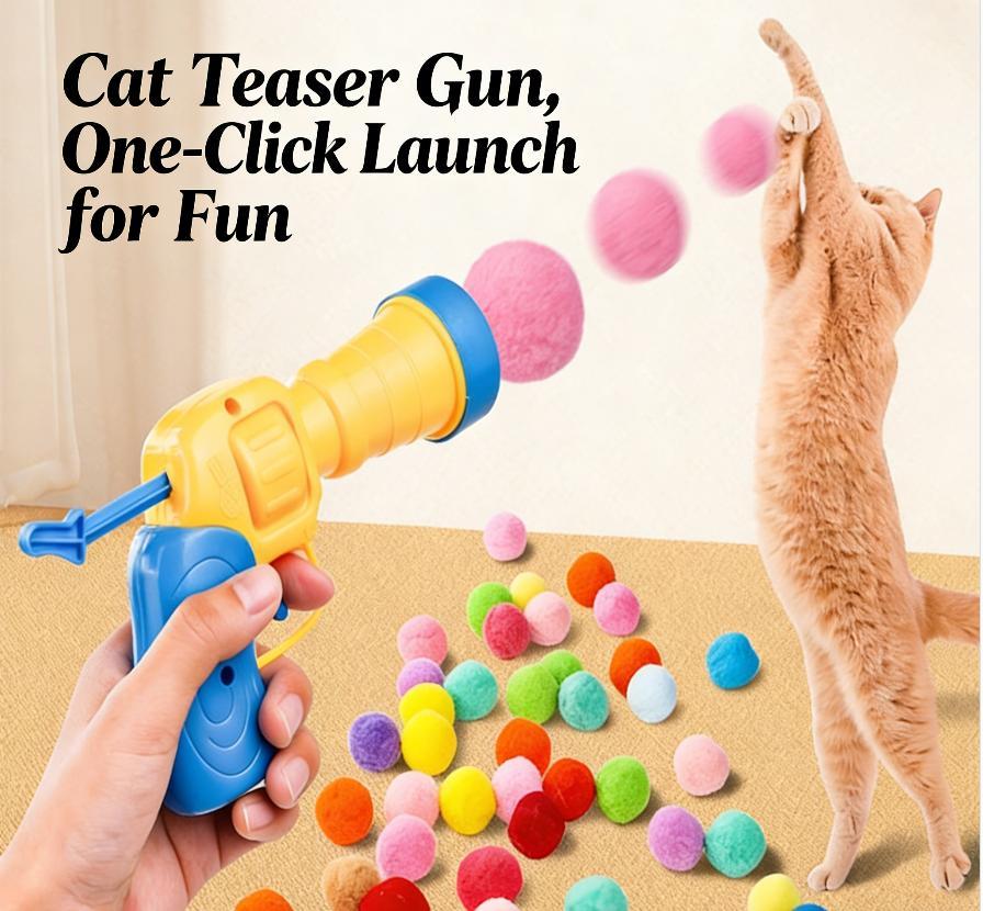 21Pcs Cat Ball Toy Launcher Gun,Cat Balls Fetch Toy,20Pcs Plush Fuzzy Balls Launcher Cat Toy for Cats with 1 Gun,Funny Interactive Cat Toys for Bored Indoor Adult Cats,Cute Kitten Kitty Toys