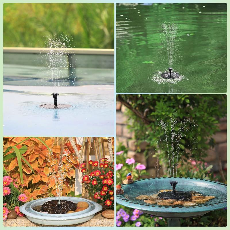 AISITIN Solar Bird Bath Fountain Pump, 1.5W Solar Bird Bath Fountain Pump with 6 Nozzles, Solar Fountain Pump for Garden, Pond, Swimming Pool, Fish Tank and Outdoor Spray Water Feature