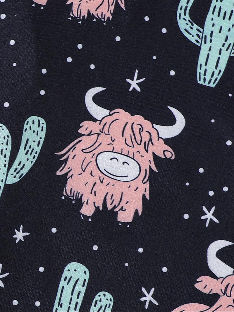 Children's pajamas 2 sets of cute little yak printed children's pajamas for girls and boys, new for summer 202, flame retardant, thin short-sleeved shorts 2 sets of pajamas for children can be worn outside as home clothes 2 sets of Pajama Lounge Sets