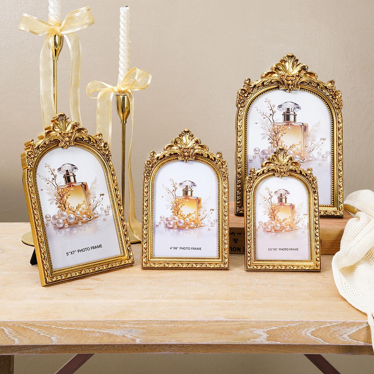 Elegant European Vintage Photo Frame, Detailed Frame, Versatile Horizontal & Vertical Use, Includes Random Inner Paper, Home Decor