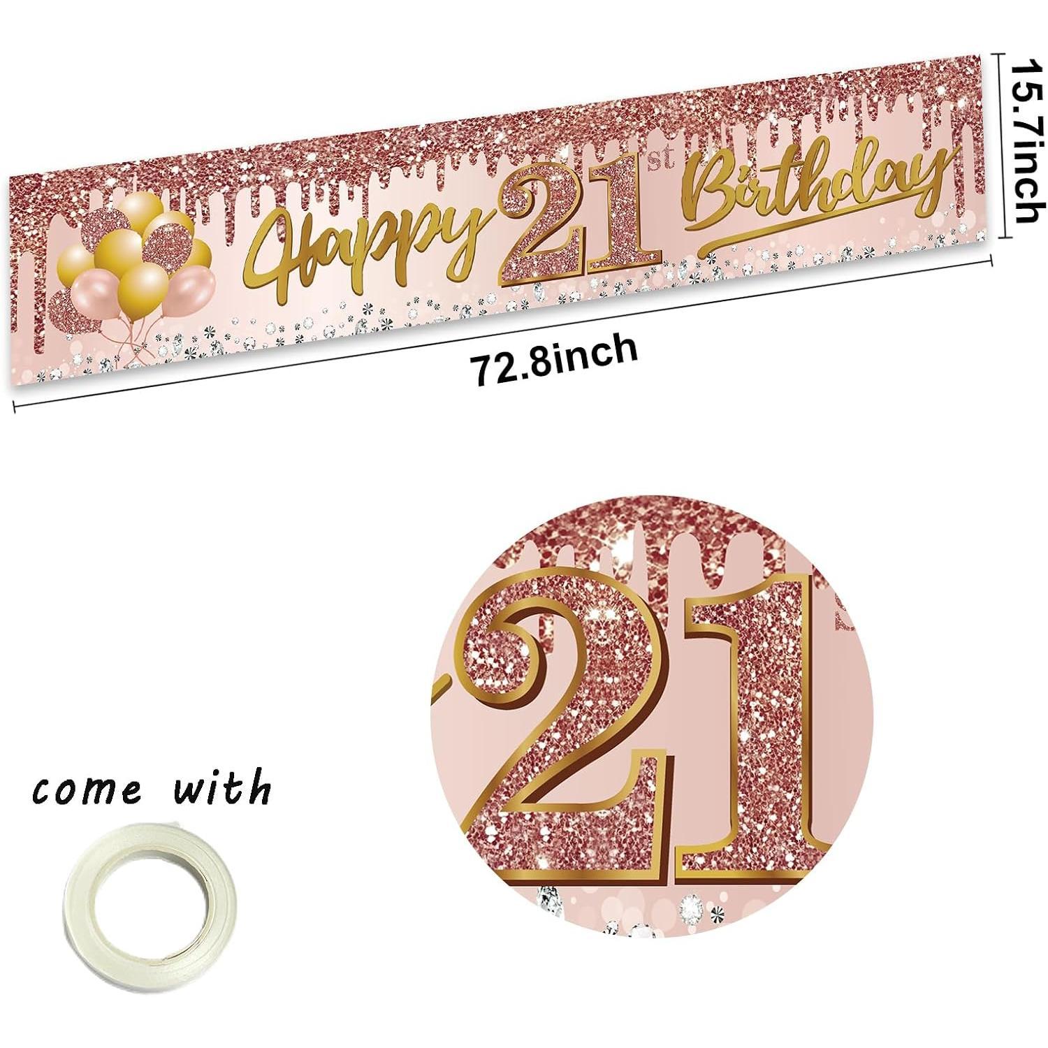 21st Birthday Banner Decorations for Her | Rose Happy 21st Birthday Yard Banner Party Supplies, Twenty- Year Old Bday Background Sign for Outdoor Indoor 21st Birthday Banner Decorations for Her | Rose Happy 21st Birthday Yard Banner Party Supplies, Twenty- Year Old Bday Background Sign for Outdoor Indoor