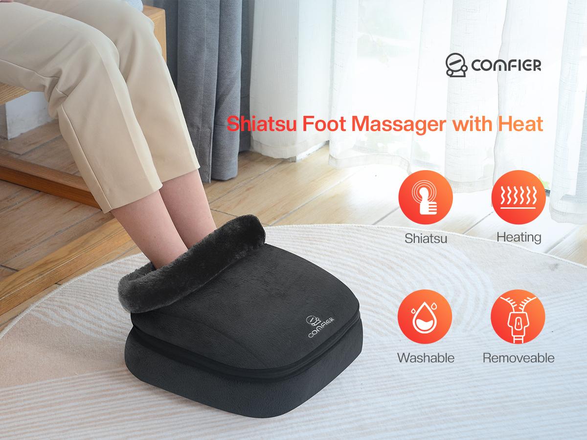 COMFIER Shiatsu Foot Massager with Heat- Kneading Back Massager with Heating Pad, Heated Foot Warmer, Electric Feet Massager Machine for Foot Stress Relief