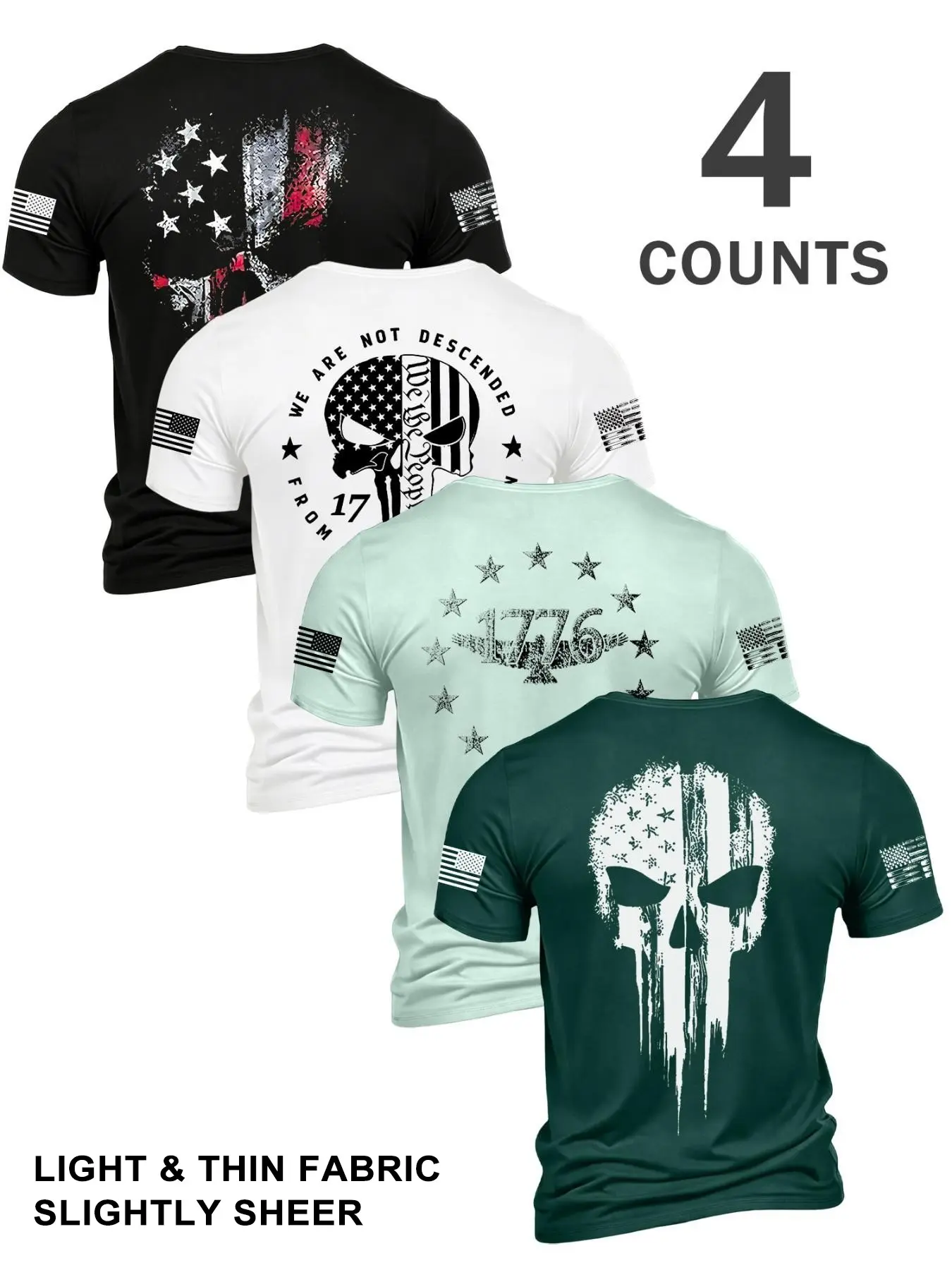 Summer Men's Retro Skull Round Neck Short Sleeve T-Shirt Set, Soft Breathable Comfort, Casual Streetwear Outdoor Fashion, Multiple Colors Available