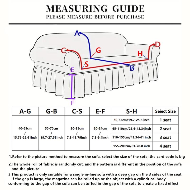Solid Color Jacquard Sofa Cover with Skirt, 1 Count Soft Comfortable High Stretch Sofa Slipcover, Dustproof Sofa Cover for Home Living Room, Home Decor, Sofa Couch Covers