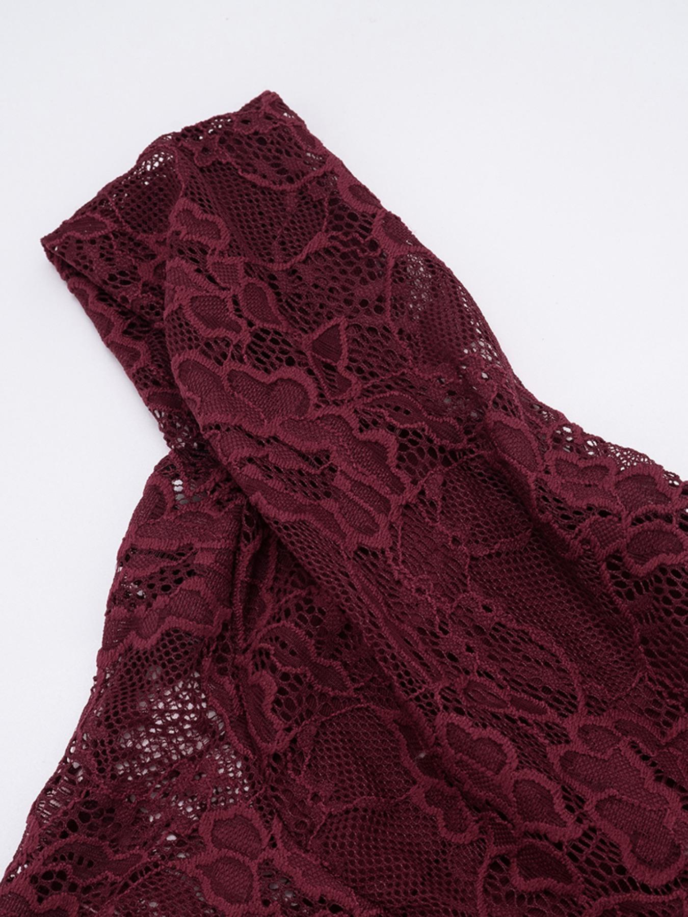 Women's Sexy Slim-Fit Lace Spaghetti Strap Sleeveless Dress, Summer & Fall Fashion, Thin Fabric Patchwork Design, Perfect for Casual Wear