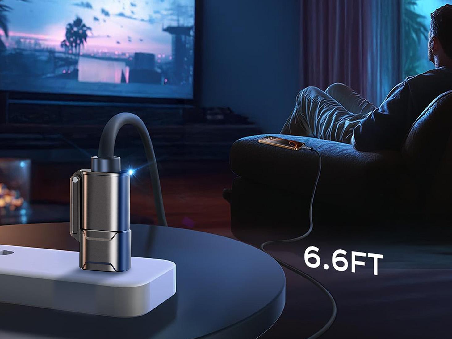 MAGIC JOHN USB Type C Charging Cable, 4 in 1 Function, 65W Fast Charging, Liquid Silicone and Aluminum Alloy Material, Braided Data Cable, Black & Gray