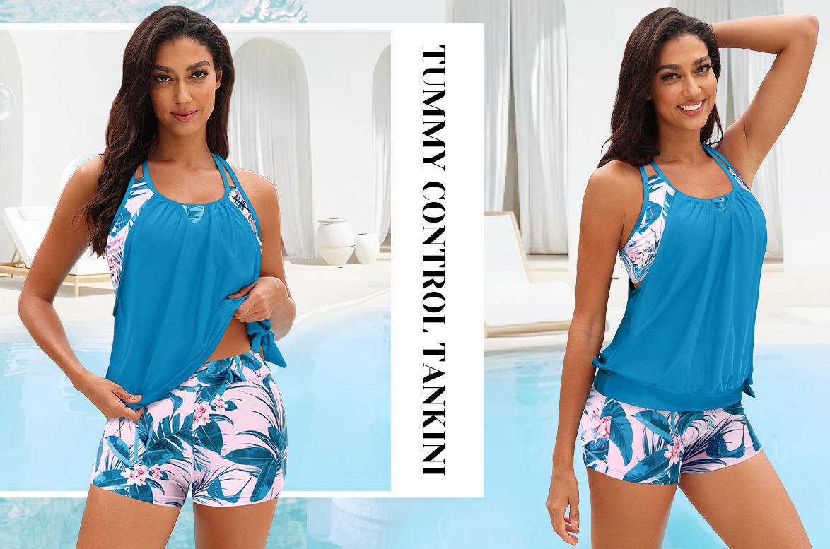 Daci Tankini Swimsuits for Women - Two Piece Bathing Suit Tummy Control Swimming Suits with Shorts Swimwear  SwimWeek  summervibes