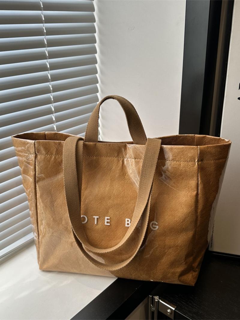 Women's Solid Color Tote Bag Office Work Bag, Fashionable Large Capacity Shoulder Bag for Work & Daily Used, Casual Trendy Versatile High-quality Daily Commuting Bag