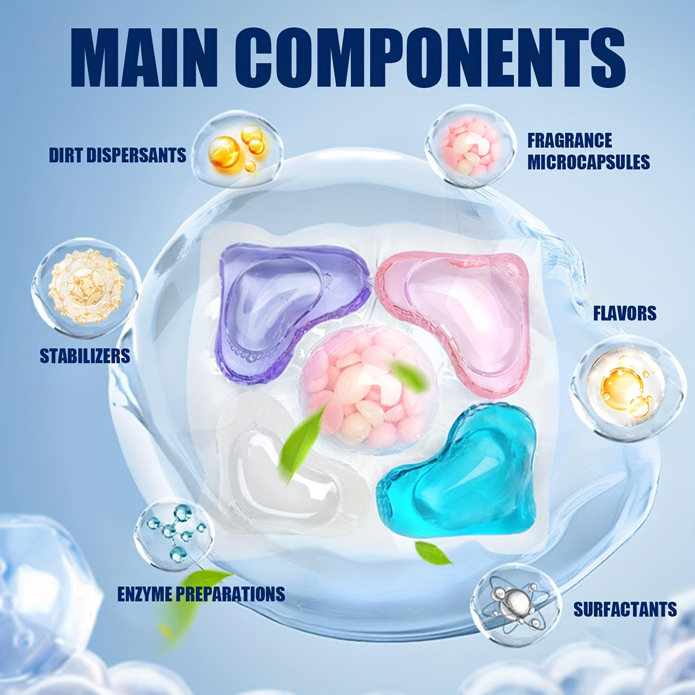5-In-1 Laundry Detergent beads, 50pcs/120pcs Scent Booster Laundry capsules 💐 Concentrated Liquid Fabric Softener, Fruit Scented, Strong Stain Removal, Color Protection 👕✨, Laundry Detergent Balls, Laundry Pods Laundry Tools & Accessories