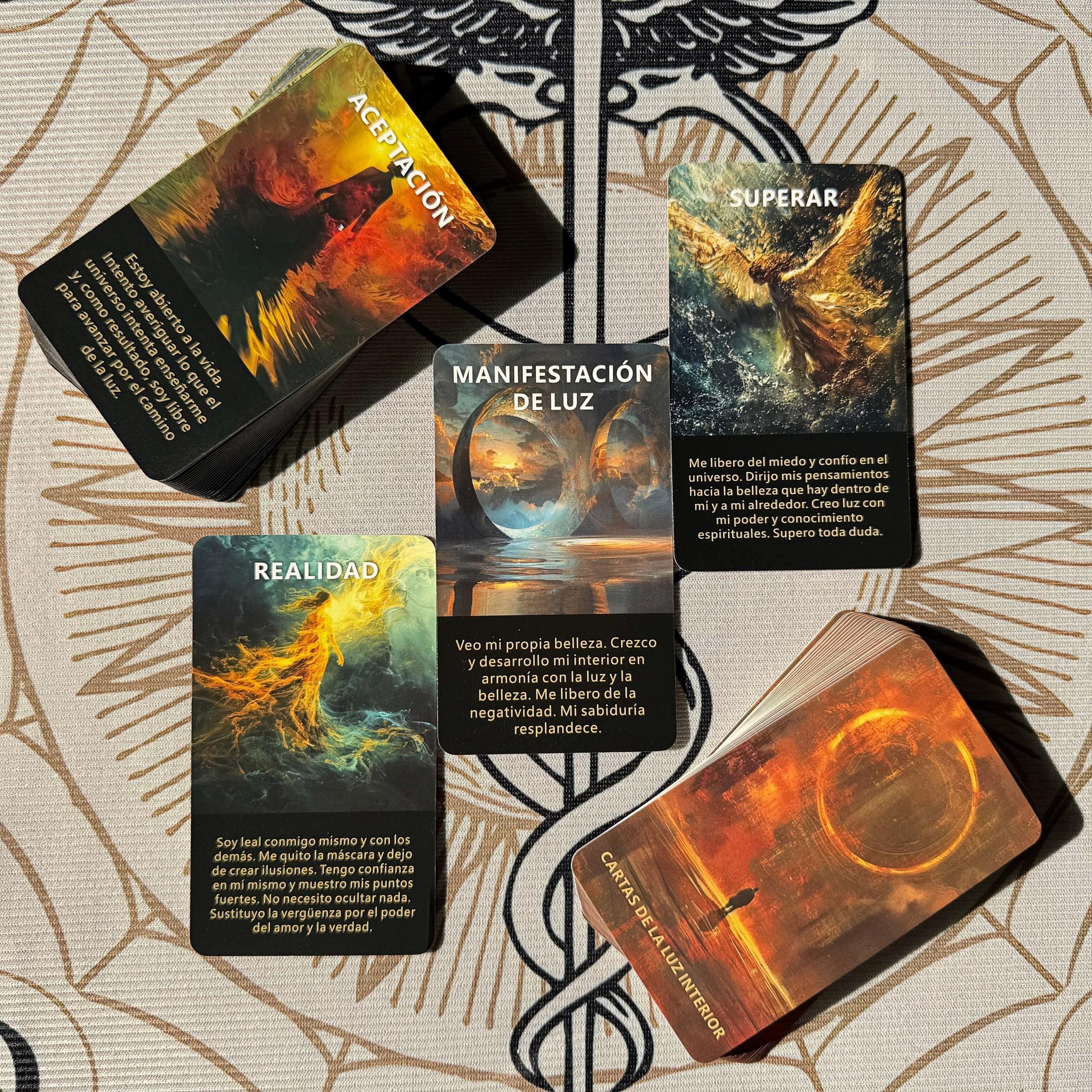 Spanish Oracle Cards, 55 Tarot Cards, Divination Tool, Inner Light Spiritual Connection, Energy Reading, Meditation, Medium Use