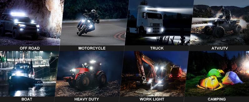 NAOEVO 4 Inch LED Pod Lights, Spot Flood LED Fog/Driving/Off Road Lights with 2 Leads Wiring Harness, Cube Pods for Truck Boat ATV UTV, 2 Pcs (White)