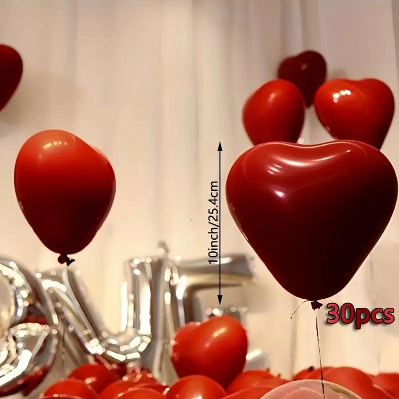 31pcs Heart Shaped Balloons 10inch/25.4cm, Valentine's Day Wedding Anniversary Engagement Proposal Birthday Party Decorations