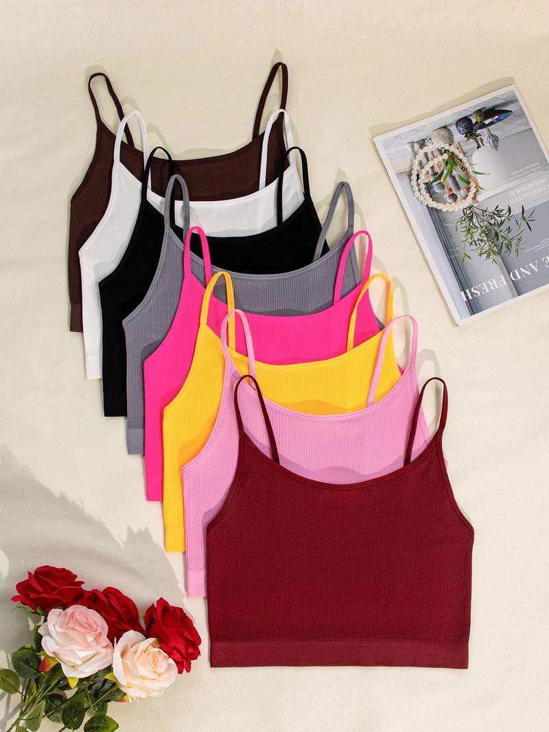 8 Pieces Women's Solid Wireless Bra, Stretchy Comfortable Breathable Bra, Ladies Lingerie for All Seasons, Fitness Training Clothes, Yoga Sports Bra 8 Pieces Women's Solid Wireless Bra, Stretchy Comfortable Breathable Bra, Ladies Lingerie for All Seasons, Fitness Training Clothes, Yoga Sports Bra